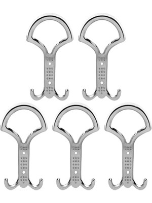 Larskas (5 Adet) Noktalı Krom Metal Portmanto Vestiyer Duvar Askısı Dolap Elbise Askılığı Askılık Askılığı