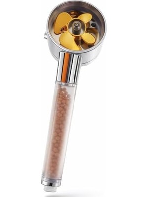 Larskas Yüksek Basınçlı Turbo Fanlı Duş Başlığı 360° Döner Pervaneli Tasarım, Mineral Taşlı Filtre Sistemi ile Su Arıtma, Su Tasarruflu Güçlü Akış Sağlayan El Duşu, Kireç Önleyici Modern Banyo Duş Başlığı,