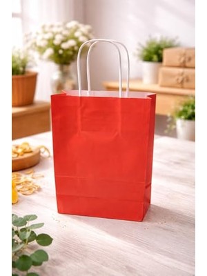 Larskas Çelikpençe Kraft Kağıt Çanta, Büküm Saplı, 18X24X8 Cm, Hediyelik Butik Mağaza Poşeti, 25 Adet (Mavi)