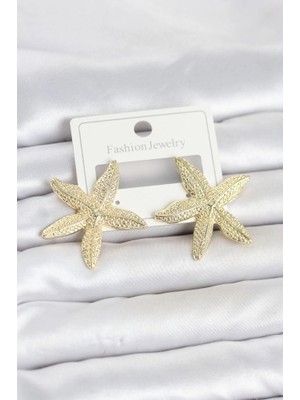 Sylar Gold Renk Pirinç Deniz Yıldızı Model Kadın Küpe