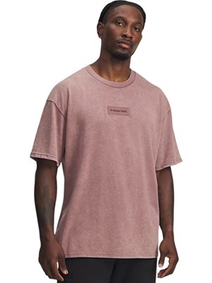 Under Armour Project Rock Heavyweight Oversize Kısa Kollu T-Shirt Bordo