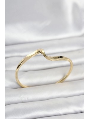 Sylar Gold Renk Pirinç Zikzak Model Kadın Bileklik