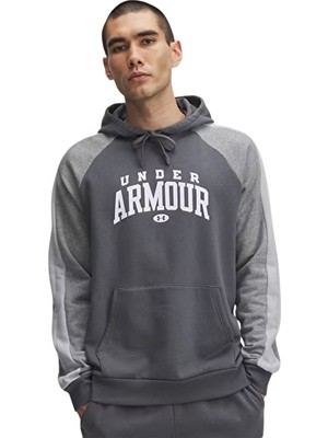 Under Armour Rival Fleece Colorblock Kapüşonlu Sweatshirt Gri