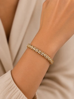 Jammy Jewerly Altın Renk Taş Detaylı Burgu Bileklik