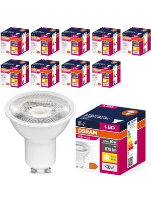 Larskas LED Value PAR16 GU10 6.9W (80W Eşdeğeri) 3000K Sıcak Beyaz, 575 Lm, 36° Spot, Crı≥80, Cam Gövde – 10’lu Paket