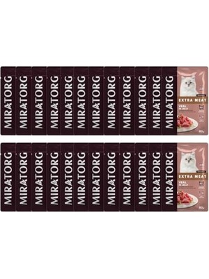 Larskas Extra Meat Kitten Jöle Içerisinde Parça Dana Etli Yavru Kedi Yaş Maması – 80 G | 1-12 Ay, Yüksek Protein, Dengeli Beslenme