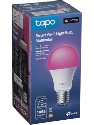 Larskas Tp-Link L535E, Matter Wi-Fi LED Akıllı Ampul, Çok Renkli, E27,75W 806  Alexa ve Google Home ile Çalışır, Renk Değiştirilebilir, Hub Gerekmez          [enerji Sınıfı E]