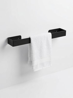 Larskas Orret Home 40 cm Yapışkanlı Havlu Askısı Metal Havluluk Delmeden Montaj Banyo Havlu Askılığı Mutfak Havlu Tutucu Lavabo Yanı Havlu Askısı Siyah Duvar Havluluk (Siyah)