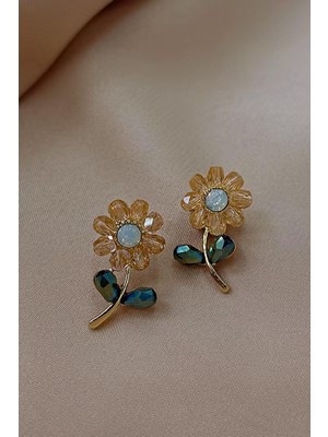 New Obsessions Kristal Taşlı Çiçek Küpe