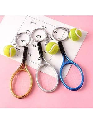 Sepet Dolusu® Gerçekçi Tenis Raketi Tasarımlı Şık Anahtarlık Kolye Çanta Süsü Tennis Keychain