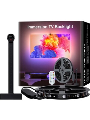 Larskas Amber LED Ambilight Tv Arkası Şerit LED 5 Metre, Kameralı Ekran Renk Senkronizasyonu, Rgb-Ic Akıllı Ambiyans Aydınlatma, App/kumanda Kontrollü, 65-75 Inç Tv Uyumlu (Usb 5V)          [enerji Sınıfı F]