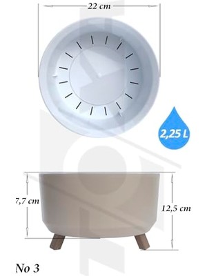 Larskas Tripot Saksı (Bej, 2.25 Litre)