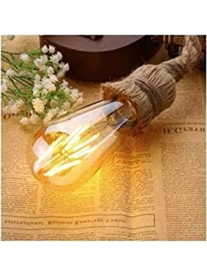 Larskas 8W Rustik LED Ampul, ST64 E27, Amber Renk, Enerji Sınıfı A