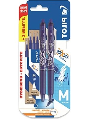 Larskas Silinebilir Jel Kalem Seti - Mavi, 0.7 mm Uç, 2'li Paket + 6 Yedek