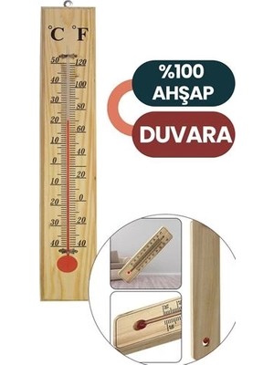 MiraLive Termometre  - Ahşap Duvar Termometresi