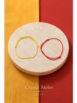 Crystal Atelier Sarı Kırmızı Taraftar Makrome Örgü Ikili Bileklik Kaydırmalı Kilit Ayarlanabilir Unisex