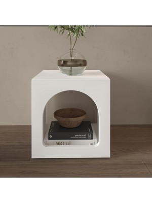 Klubeconcept Arch Mini Modern Yan Sehpa ve Dekoratif Raf Ünitesi | Beyaz
