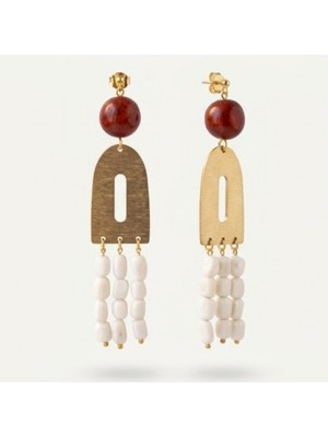 THEIA GemWorks Clara - Kök Mercan ve Beyaz Mercan Detaylı El Yapımı Küpe