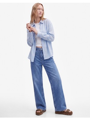 Koton Beli Bağcıklı Cep Detaylı Bol Paça Denim Pantolon