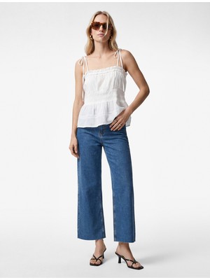 Koton Pamuklu Yüksek Bel Kısa Geniş Paça Denim Pantolon - Culotte Jeans