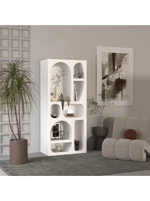 Klubeconcept Organik Formlu Heykelsi Niş Kitaplık Ünitesi %100 Mdf | Beyaz