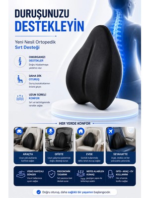 Anva Med Visko Ortopedik Yeni Nesil Sandalye Sırt Minderi – Sırt Dayama Koltuk Minderi ve Sırt Destek Yastığı