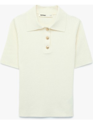 Koton Regular Fit Kısa Kollu Polo Yaka Triko Kazak