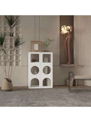 Klubeconcept Orbit 6 Bölmeli Modern Kitaplık ve Raf Sistemi – Beyaz Dekoratif Düzenleyici