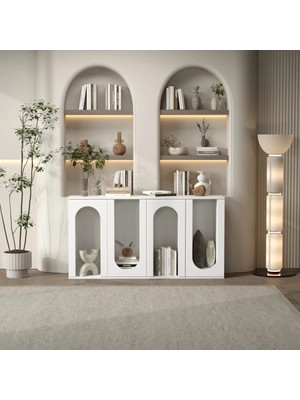 Klubeconcept Kemerli Minimal Konsol Ünitesi – Raf ve Kapaklı Fonksiyonel Model