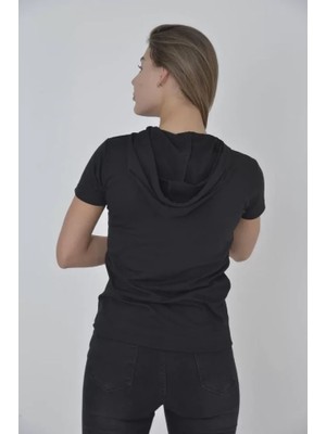 Pomeya  Kapşonlu Slim Fit T-Shirt - Siyah