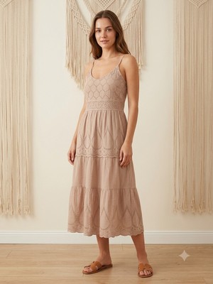 Meltem Collection Ince Askılı Nakışlı Müslin Elbise