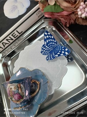 Lasetu 3boyutlu Kokteyl ve Kahve Yanı Sunum Peçetesi 4 Adet Mavi Renkli
