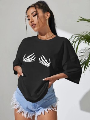 Pomeya  Baskılı T-Shirt - Siyah