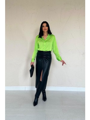 Pomeya  Neon Saten Gömlek