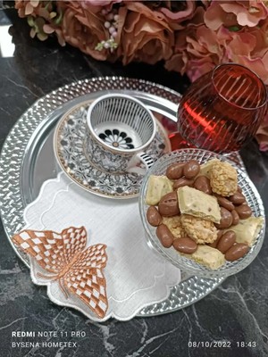 Lasetu Kelebek Detaylı Kapiçino Kokteyl Peçetesi ve Sunum Peçetesi 1 Adet