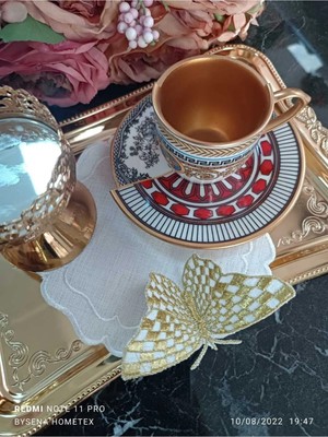 Lasetu 3boyutlu Kokteyl ve Kahve Yanı Sunum Peçetesi 2 Adet Gold Renkli
