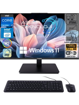 Casper Nirvana Intel Core I7 13620H 16GB 1tb SSD W11 Pro 23.8" All In One Bilgisayar Asbertech