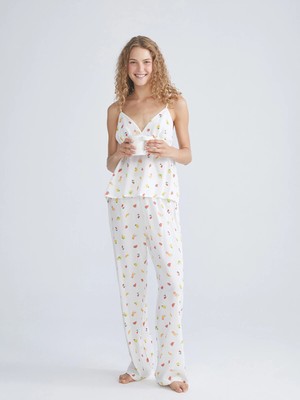Lc Waikiki Yeni Sezon V Yaka Baskılı Kadın Pijama Takımı
