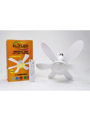 Kristal LED Işıklı Tavan Vantilatörü 6 Kanatlı Kumandalı 30W E27 – 3 Kademeli