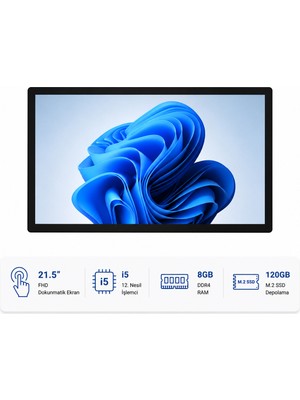 Grandstarr WP215M 21.5'' Fhd I5-12.nesil/8gb RAM/120GB M2. SSD Dokunmatik Panel Pc