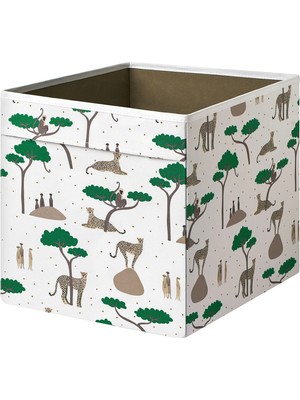 IKEA Sandlöpare Kutu, Beyaz-Çok Renkli Desenli, 33X38X33 cm