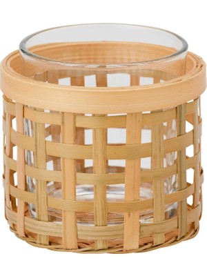 IKEA Påvefınk Tealight Mumluk, Bambu, 8 cm