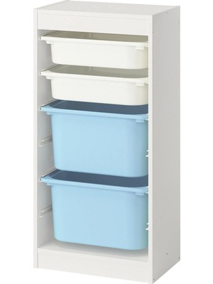 IKEA Trofast Saklama Ünitesi, Beyaz-Açık Mavi, 46X30X94 cm