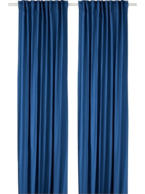 IKEA Gınstmott Fon Perde/2 Kanat, Koyu Mavi, 145X300 Cm, Işık Filtreleyici, Polyester
