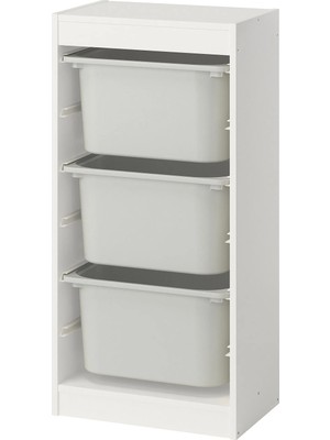 IKEA Trofast Saklama Ünitesi, Beyaz-Gri, 46X30X94 cm