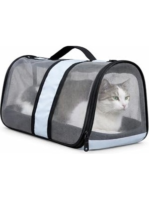 Esranın Dünyası Aee® Komple Fileli Kedi Taşıma Çantası – Mdf Sert Tabanlı, Katlanabilir, Nefes Alabilen, Omuz Askılı & El Tutmalı, Hafif ve Sağlıklı Evcil Hayvan Taşıma Kutusu (45X28X28 Cm) (Somon)