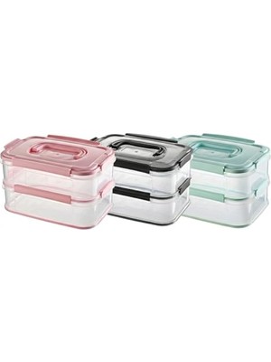 Esranın Dünyası Orret Home 2x1,8 L Çift Katlı Plastik Yemek Taşıma Kutusu 3,6 L Saklama Kabı Sızdırmaz Contalı Şeffaf Kilitli Sefer Tası Beslenme Kabı Lunch Box Erzak Kabı (1 Adet)