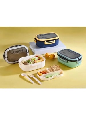 Esranın Dünyası Beslenme Kutusu 1200 ml 2 Katlı 6 Bölmeli Bpa'sız Pp Plastik Sefer Tası ve Beslenme Çantası - Lunch Box, Çatal Kaşık ve Bıçak Dahil Okul Beslenme (Mavi)