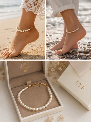 Gmn Collection Yeni Sezon Yeni Seri Summer Fashion Inci Taşlı Gold Detaylı Halhal