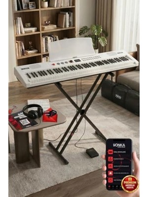 Esranın Dünyası Midex PS4000WH-SET Tuş Hassasiyetli 61 Tuşlu Org Bluetooth USB Midi (Sustain Pedalı Çanta Kulaklık Stand Metod)